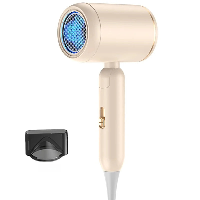 The Latest Foldable Hair Dryer With EU/US/UK Plug, High-Power 19 Second Quick Drying Blue Light Negative Ion Silent Hair Dryer Peaceful Pleasures Health and Wellness C-Beige - 1 UK