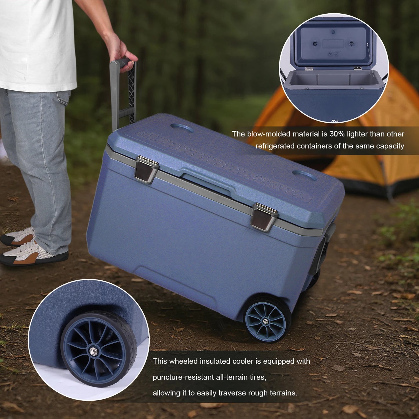 72L Wheeled Cooler – Ultra-Light Hard Insulated Ice Chest Box Peaceful Pleasures Health and Wellness