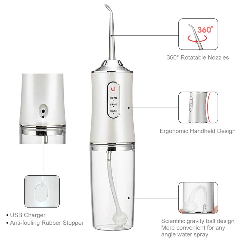 Portable Electric Water Flosser – 3 Modes, USB Rechargeable