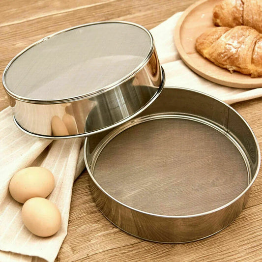 Stainless Steel DIY Flour Sieve Kitchen Fine Mesh Oil Strainer Sifter Peaceful Pleasures Health and Wellness 25CM