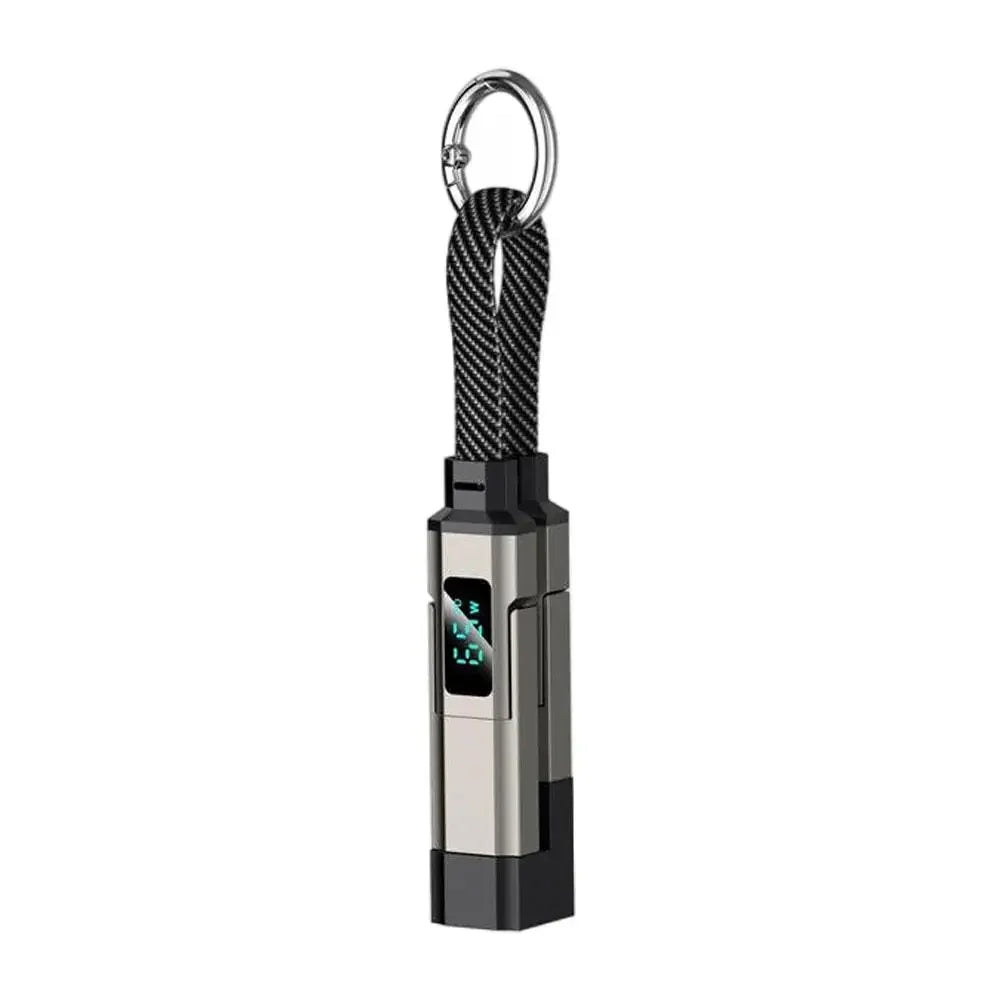 PD 65W USB C to USB C Fast Charging Cable, 4 in 1 Digital Display Type C Keychain Short Mobile Phone Charging Cord Peaceful Pleasures Health and Wellness Black