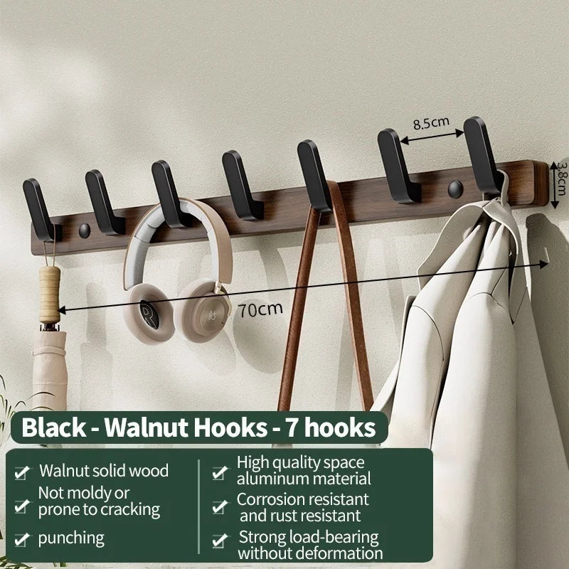 Wood & Aluminum Wall Hook | Coat Hanger for Kitchen & Bathroom