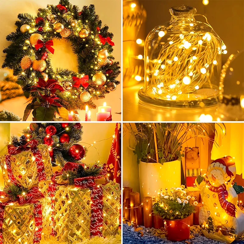 USB Copper Wire LED String Lights | 8 Modes, Remote & Timer