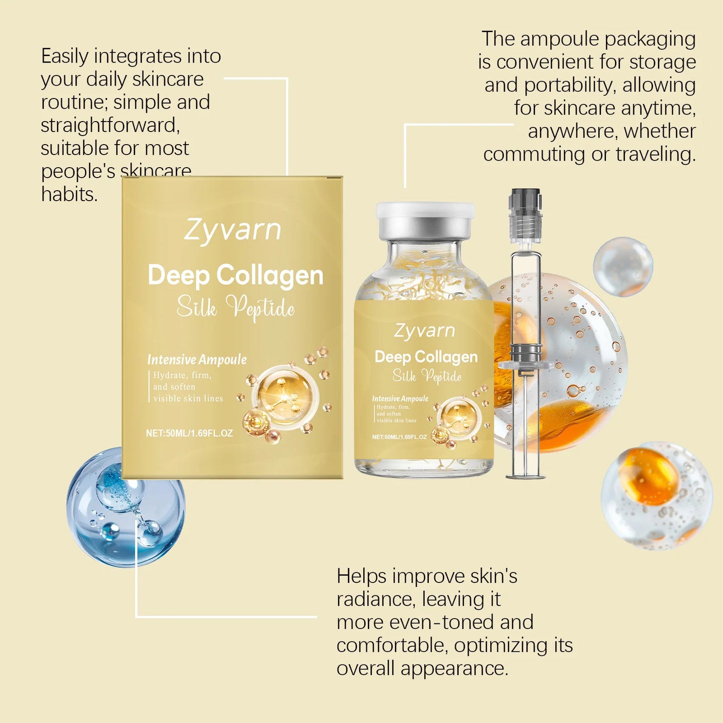 Korean Collagen Silk Peptide Lifting Ampoule Face Serum Face Serum Ampoule Peaceful Pleasures Health and Wellness