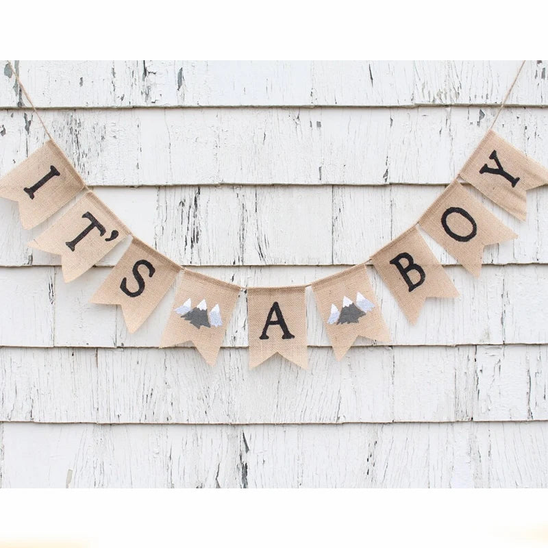 It's A Boy Burlap Banner | Little Explorer Baby Shower Decor Party Banner Peaceful Pleasures Health and Wellness Its A Boy