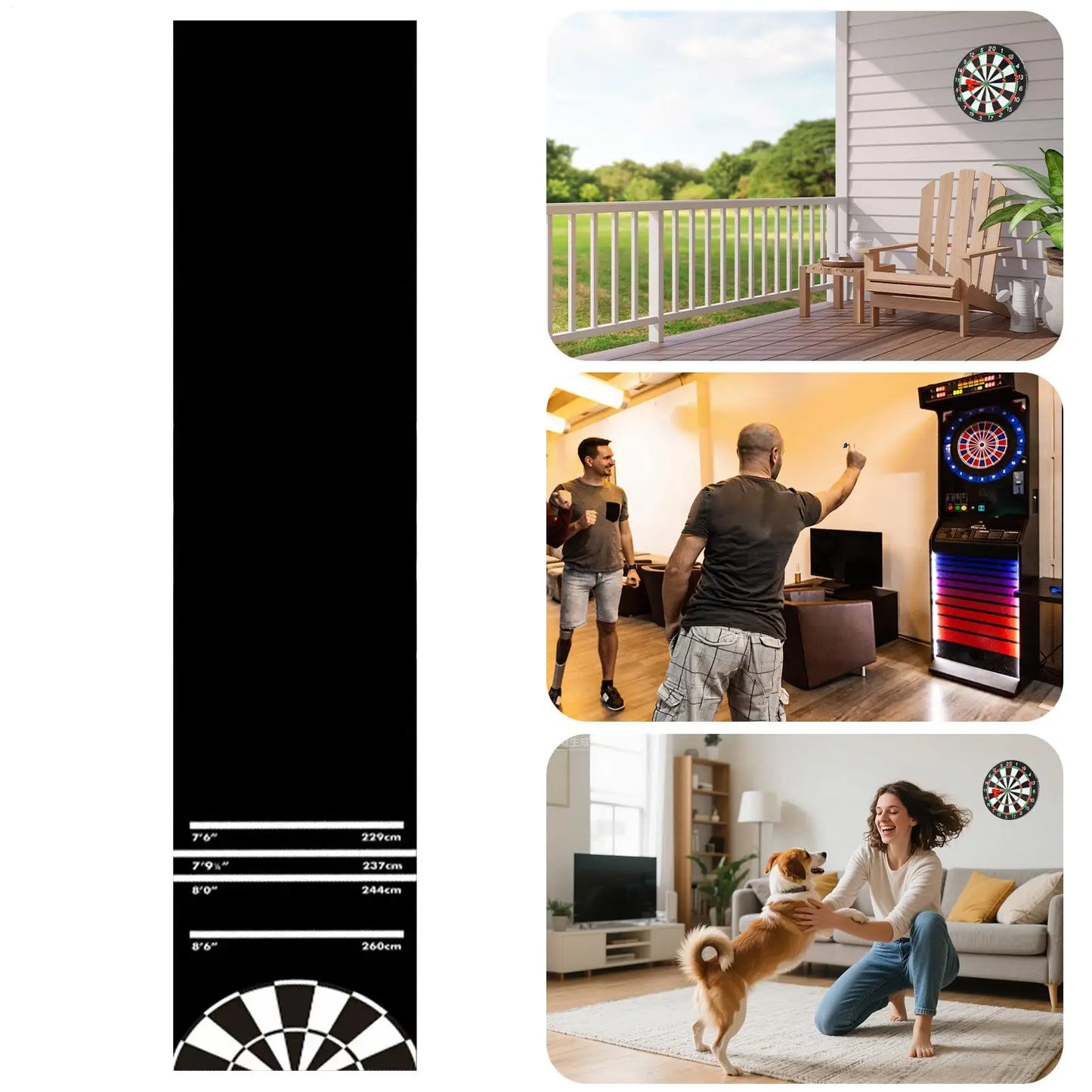 Dart Board Floor Mat 300x34cm | Anti-Slip Throw Line Rug Dartboard Floor Mat Peaceful Pleasures Health and Wellness
