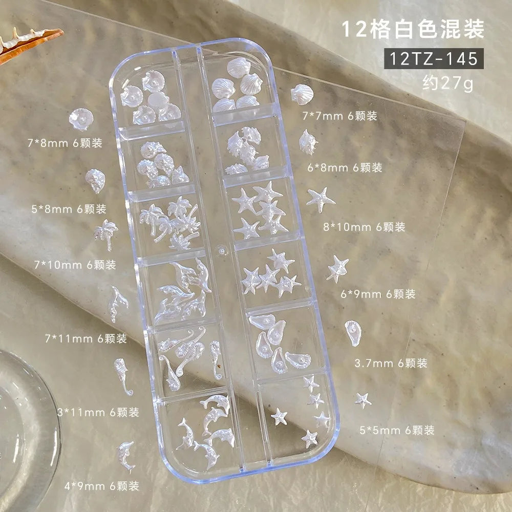 Ocean Aurora Shell Nail Charms | 3D Resin Starfish & Conch DIY Set