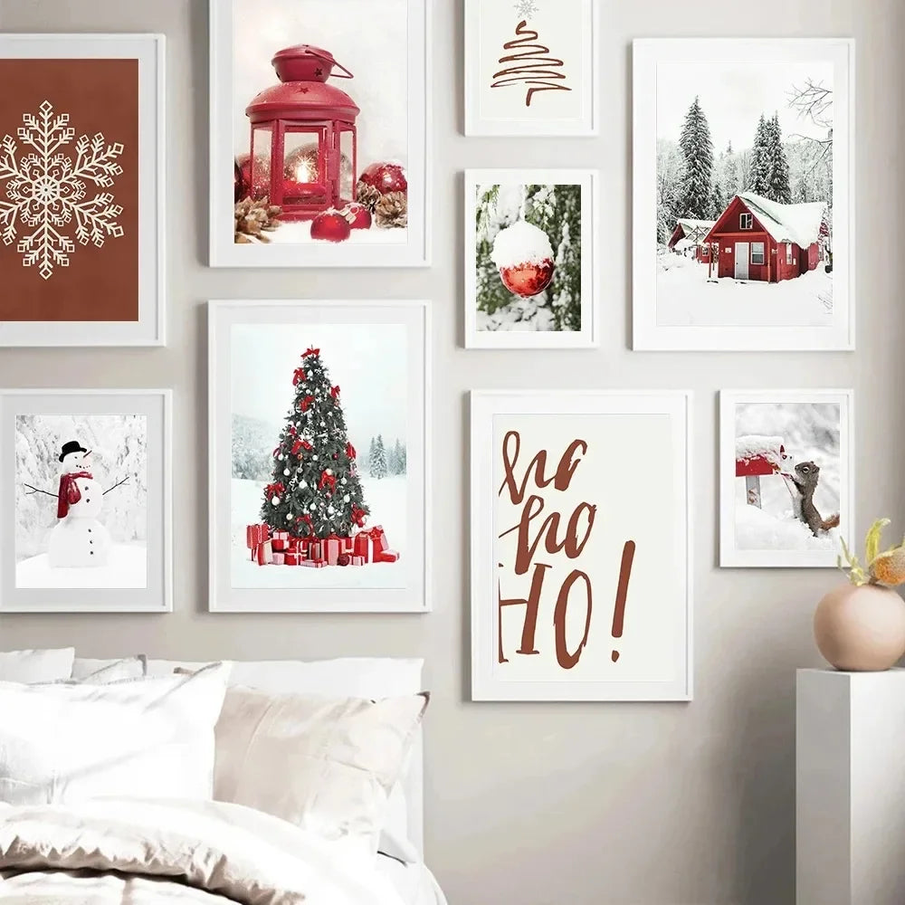 Vintage Christmas Tree Canvas Wall Art | Unframed Holiday Print
