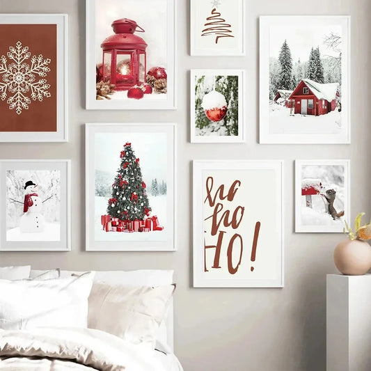 Vintage Christmas Tree Canvas Wall Art | Unframed Holiday Print Canvas Wall Art Print Peaceful Pleasures Health and Wellness