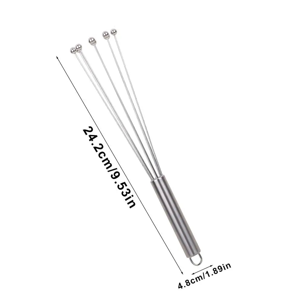 Stainless Steel Manual Egg Beater – Ball-Tip Whisk, 2 Sizes