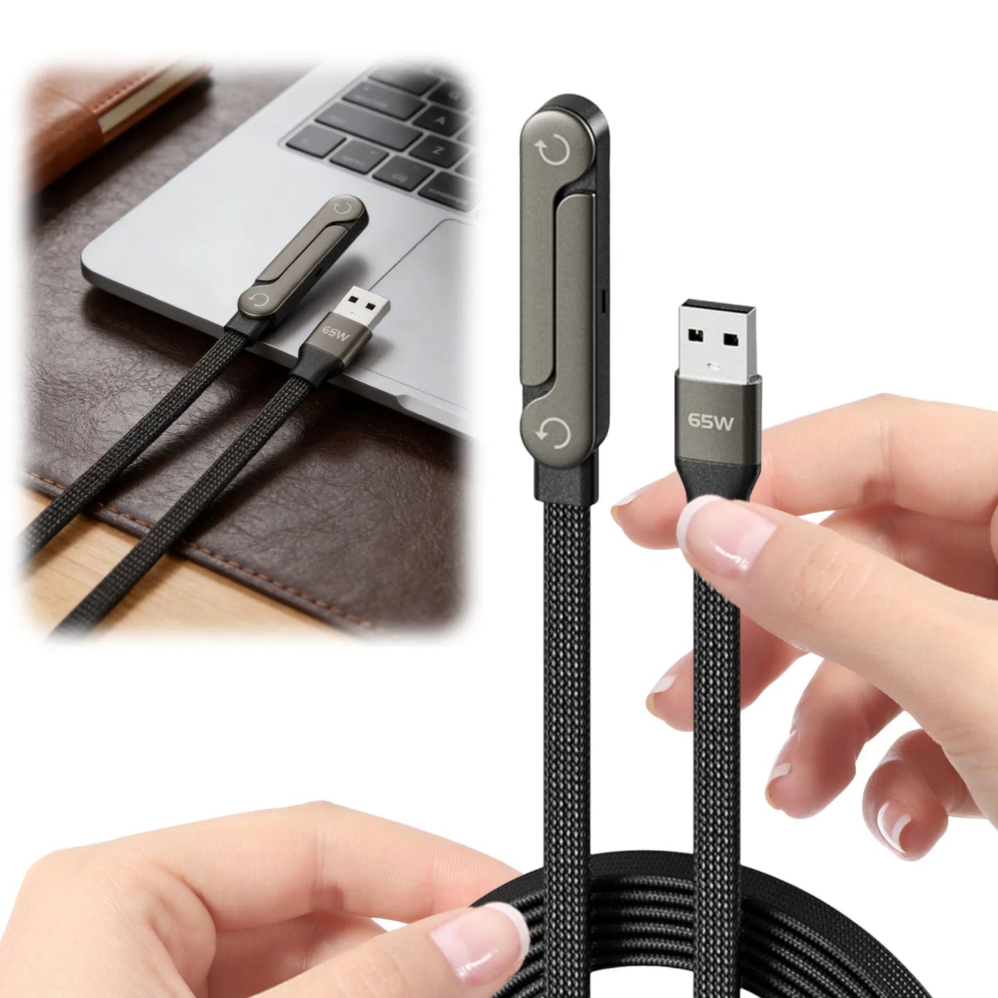 VODOOL 2-in-1 Fast Charging USB-C Cable & Foldable Stand