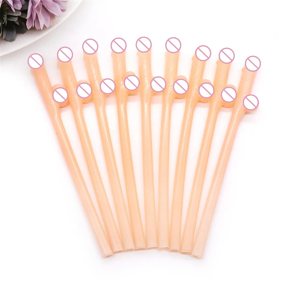 10Pcs Bachelorette Party Penis Straws Bridal Shower Hen Night Willy Penis Novelty Nude Straw for Bar Drinking Supplies Peaceful Pleasures Health and Wellness