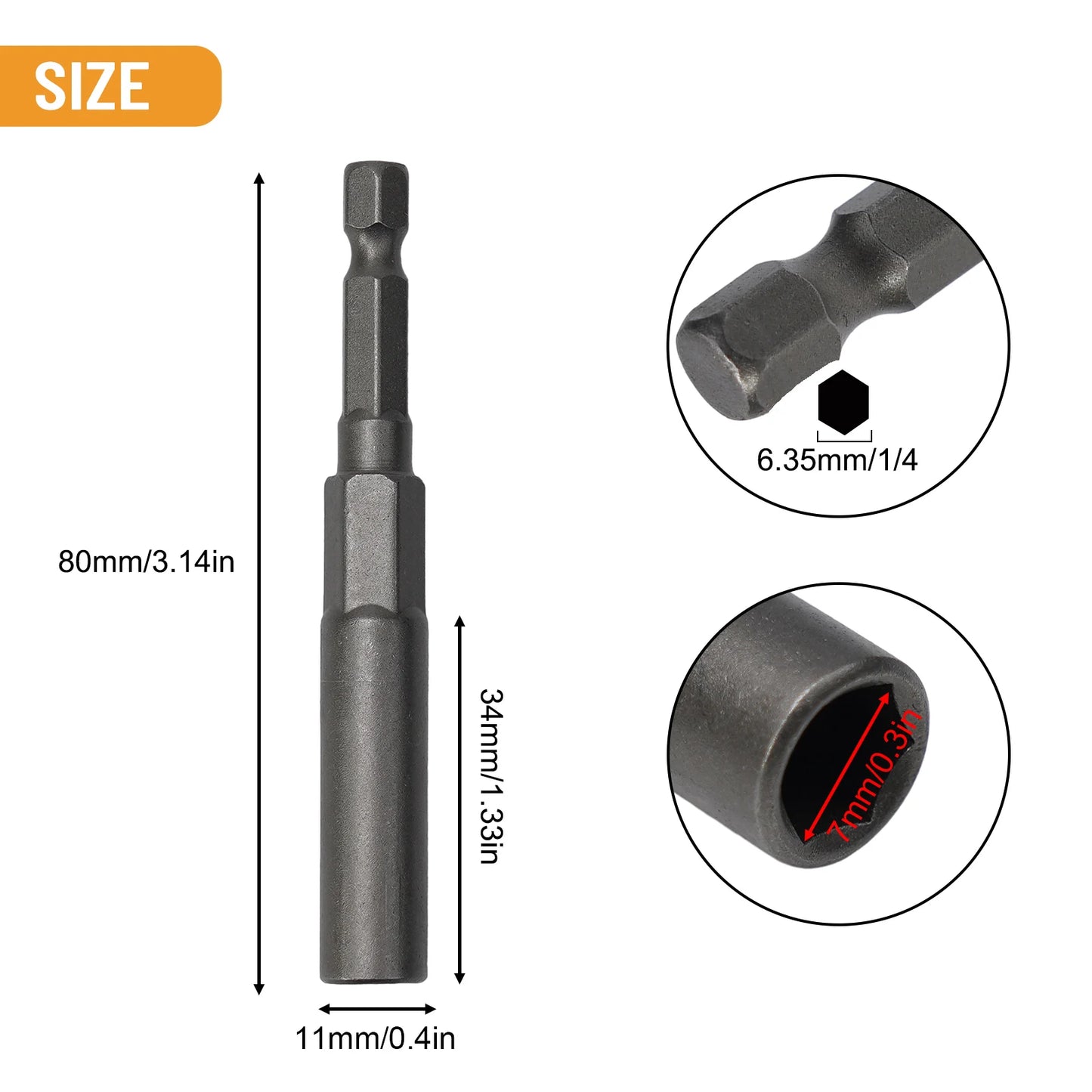 Length 1 Hex Sockets 5 5- Drive Magne Socket Impact Nut Bolt Drill