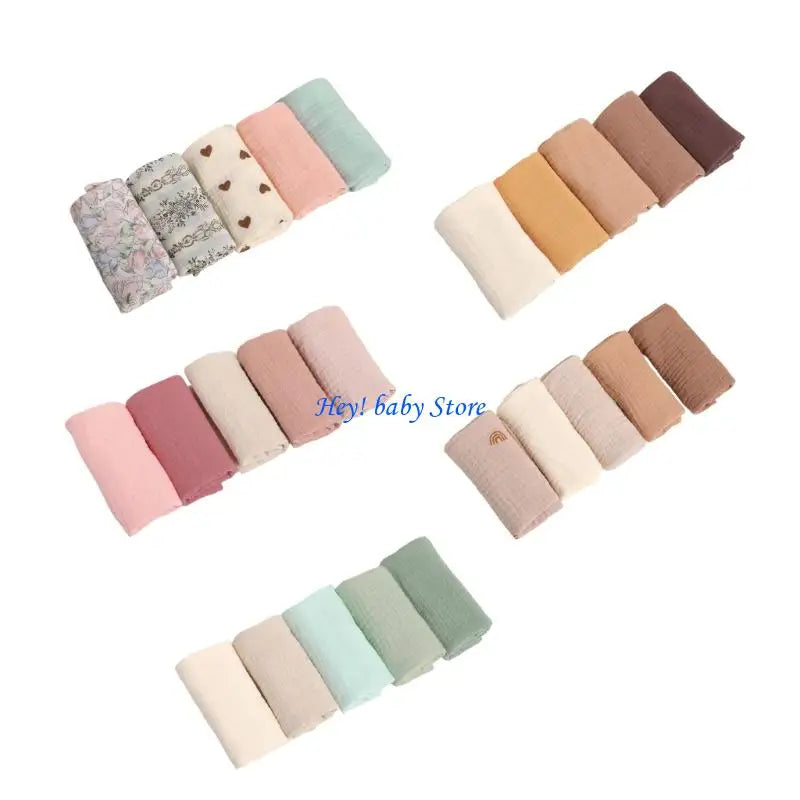 5-Pack Baby Burp Cloths | 4-Layer Breathable Cotton Washcloths