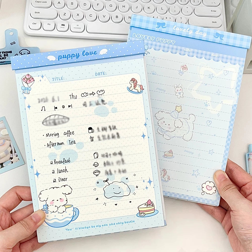 Blue Puppy Party Hardshell Notebook Ins Tearable Drafts Appearance