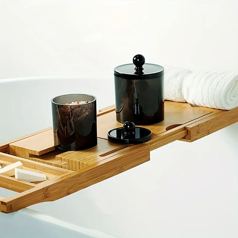 Black Qtip Dispenser & Apothecary Jar – Bathroom Organizer for Cotton Balls, Swabs & Cotton Rounds