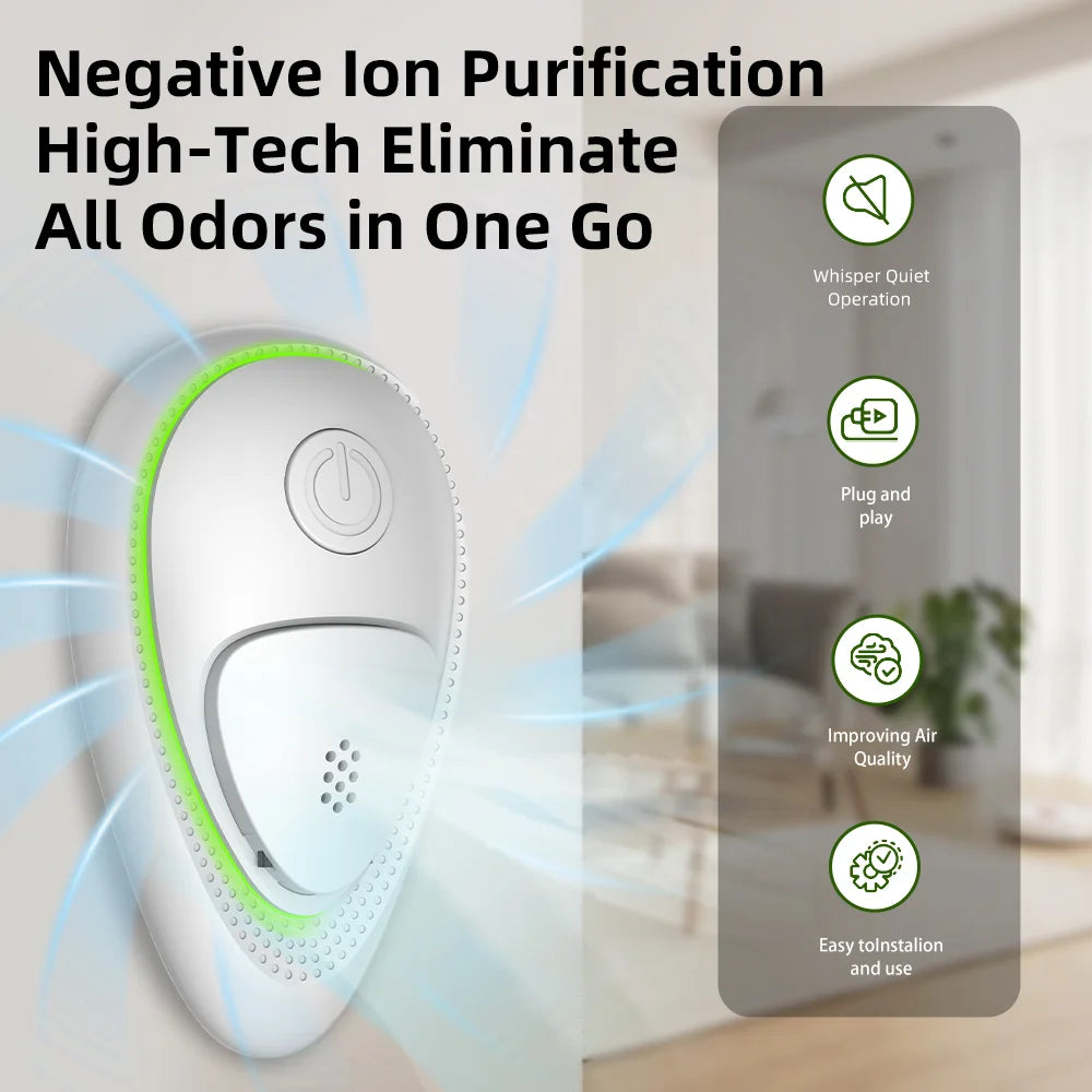 Negative Ion Air Purifier Household Quiet Operation Ionizer One-Button Activation Mini Air Cleaner Toilet Deodor Home Peaceful Pleasures Health and Wellness