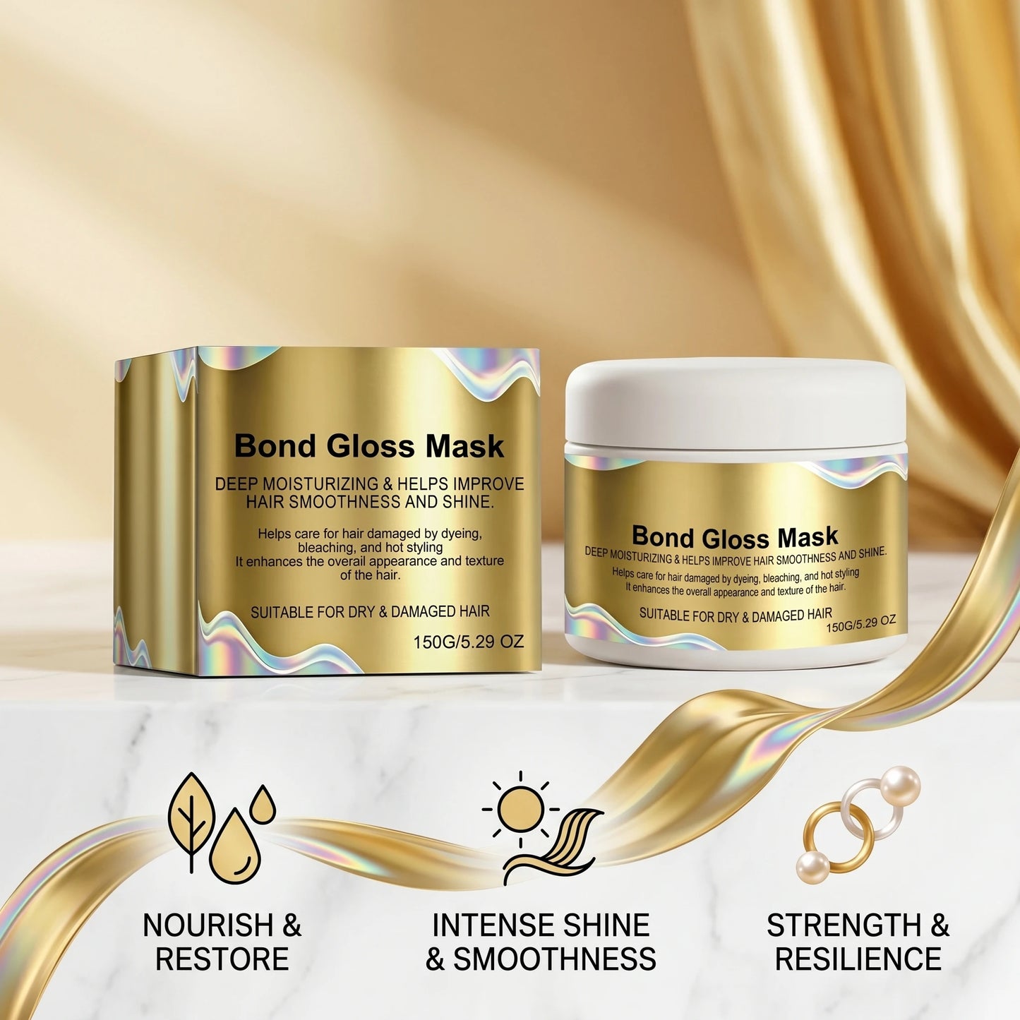 Gloss Hair Mask for Bleached & Dry Damaged Hair Repairing & Hydrating Restores Smoothness & Shine Anti Frizz Hair Care Mask Peaceful Pleasures Health and Wellness