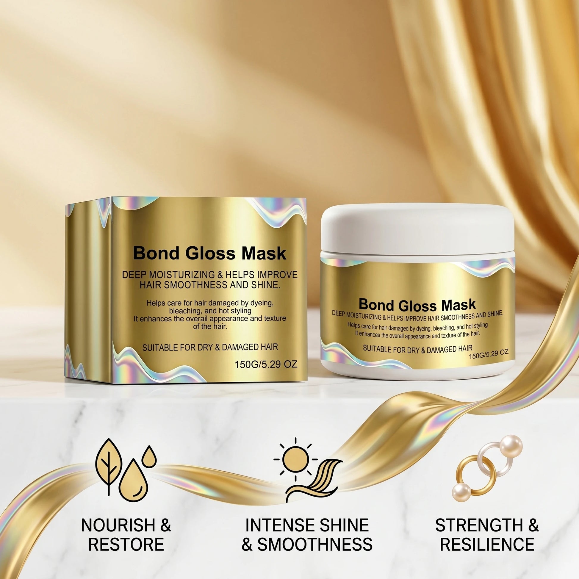 Gloss Hair Mask for Bleached & Dry Damaged Hair Repairing & Hydrating Restores Smoothness & Shine Anti Frizz Hair Care Mask Peaceful Pleasures Health and Wellness