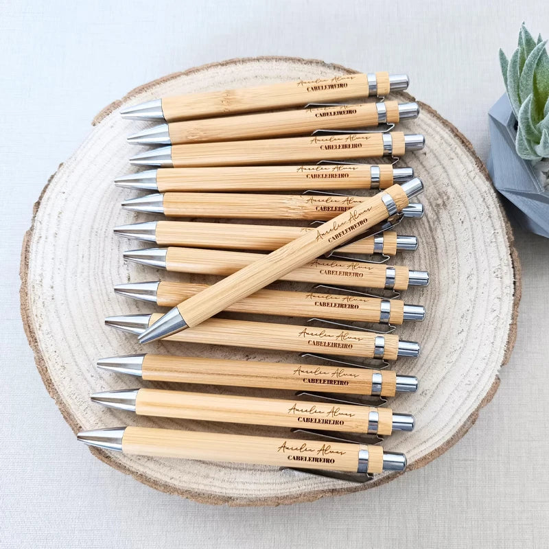 5-Pack Custom Engraved Bamboo Pens | Personalized Gift Set Personalized Gift Pens Peaceful Pleasures Health and Wellness