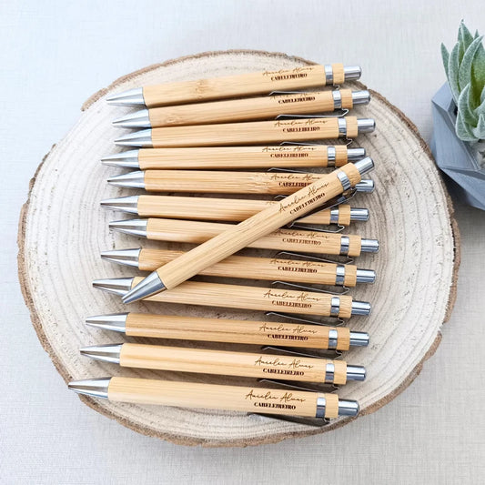 5-Pack Custom Engraved Bamboo Pens | Personalized Gift Set Personalized Gift Pens Peaceful Pleasures Health and Wellness