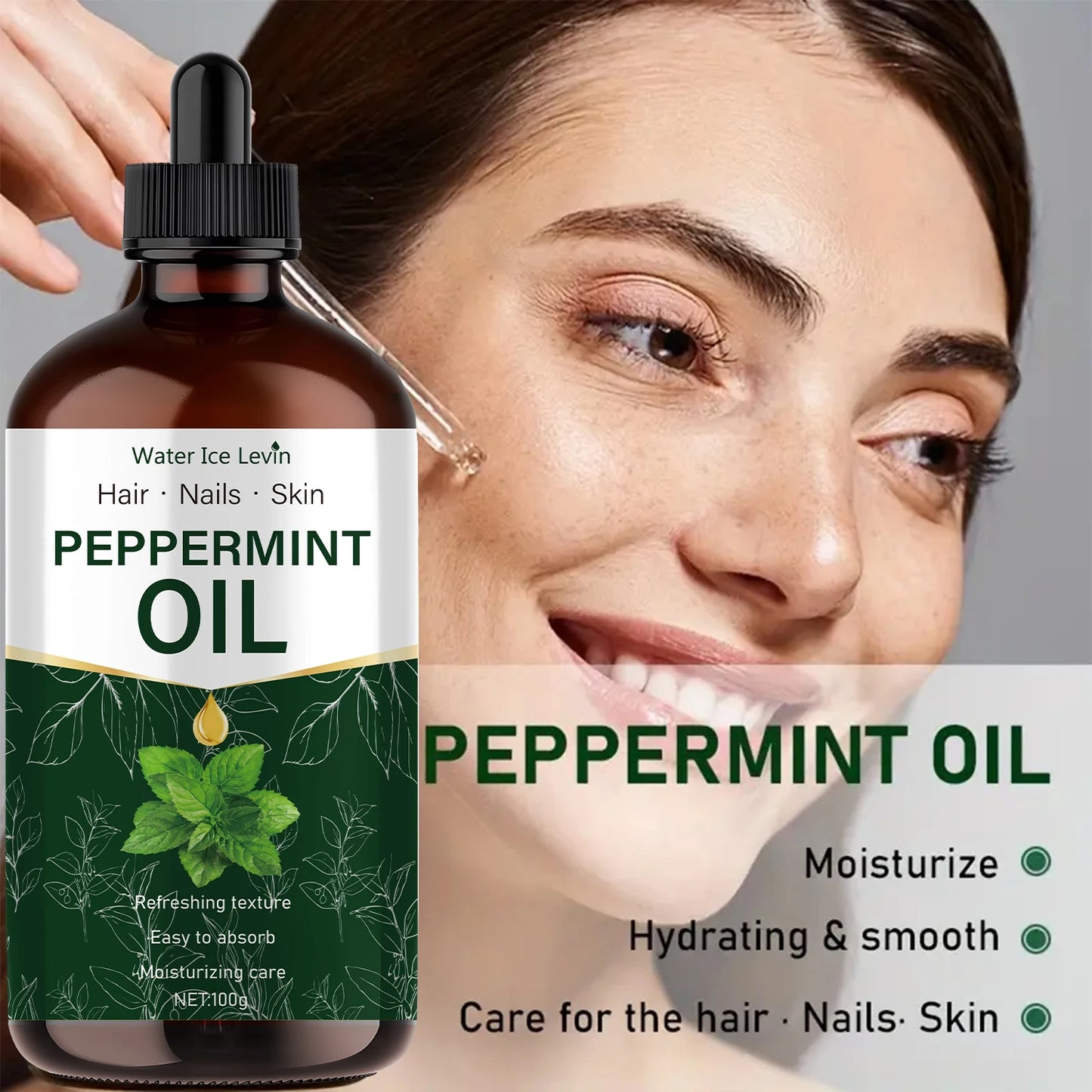 Peppermint Essential Oil 100g – Massage, Hair & Diffuser Use