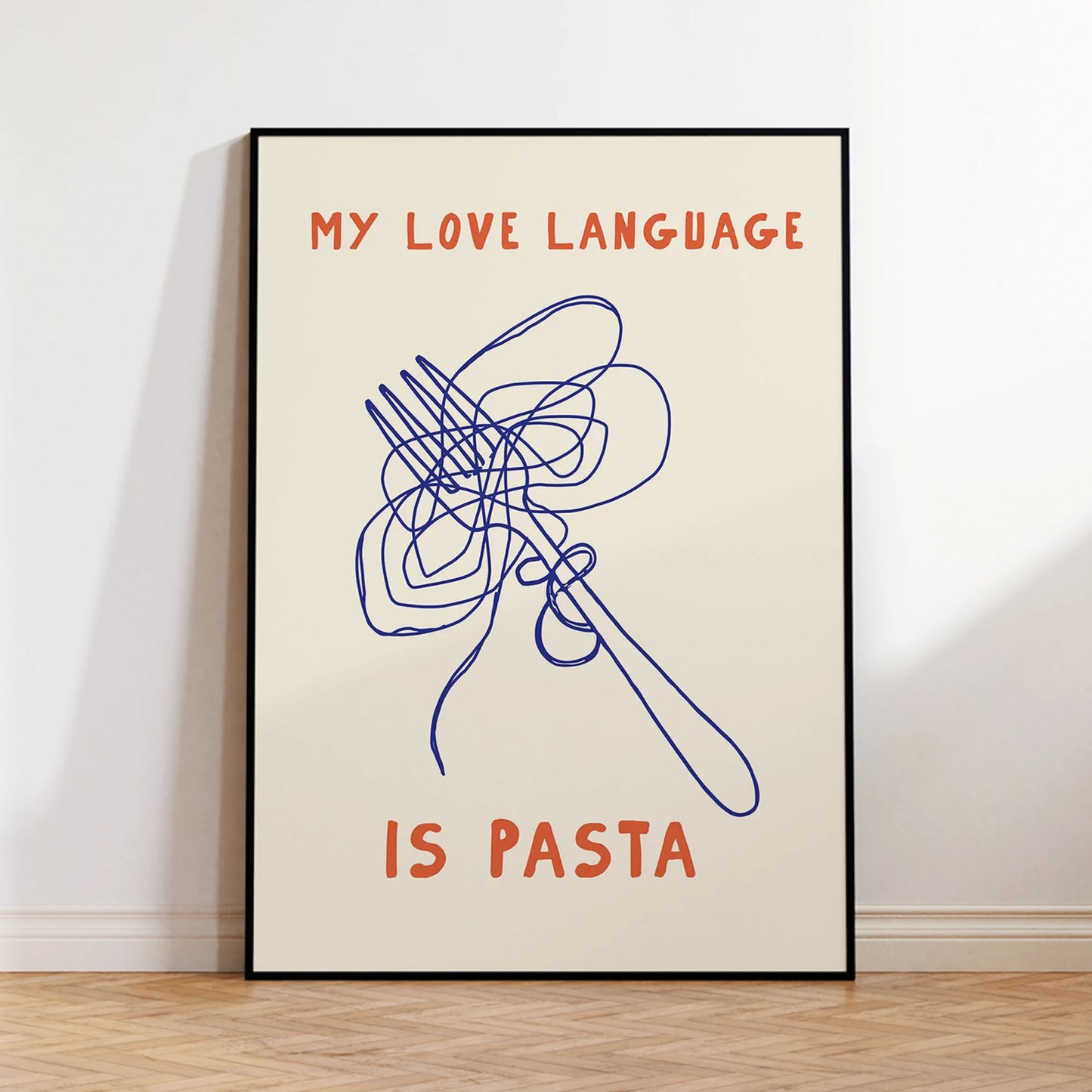 "My Love Language Is Pasta" Funny Kitchen Canvas Wall Art