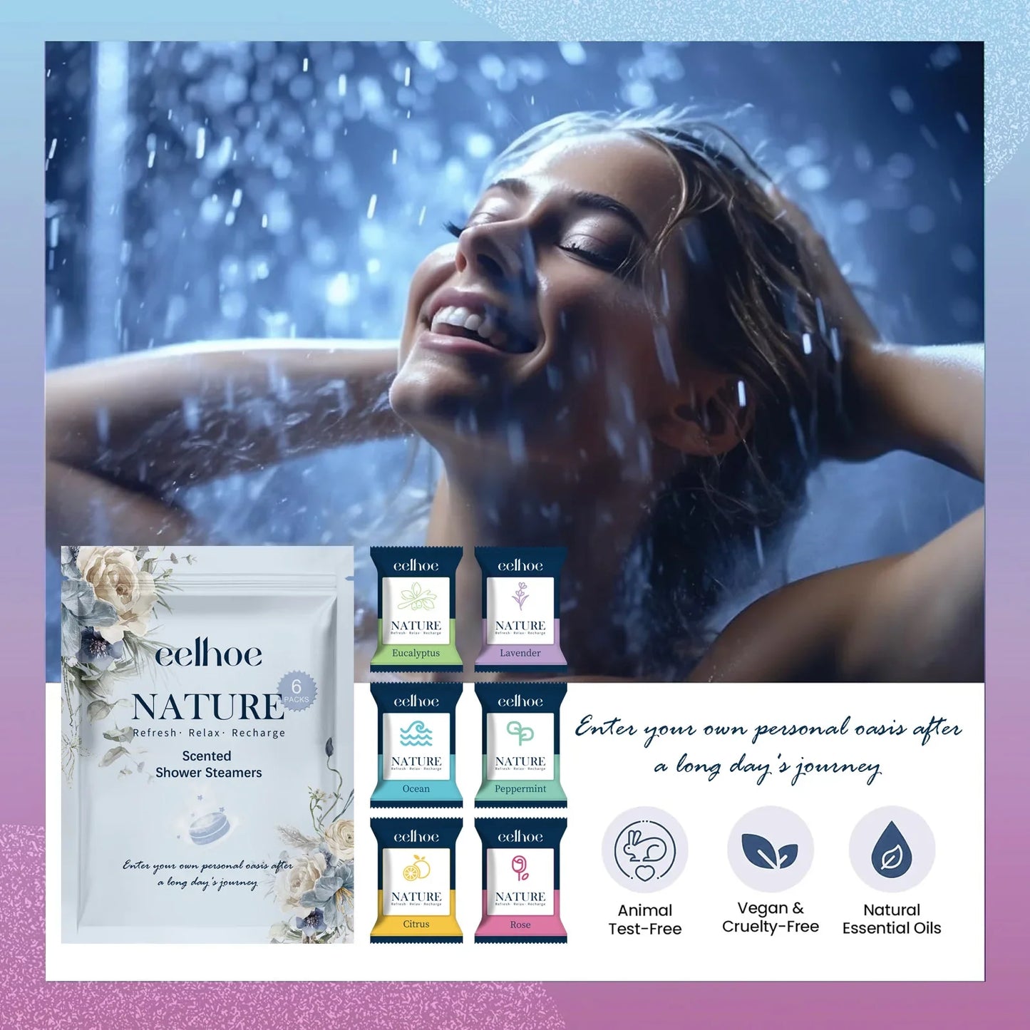 Aromatherapy Shower Steamers – 6-Pack Essential Oil Spa Gift Set