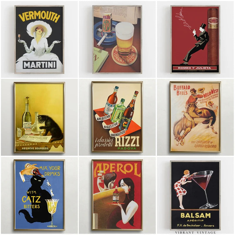 Vintage Beer and Cigarette Rodeo Poster Print Canvas Painting Wall Art Picture for Retro Bar Living Room Home Decoration Peaceful Pleasures Health and Wellness