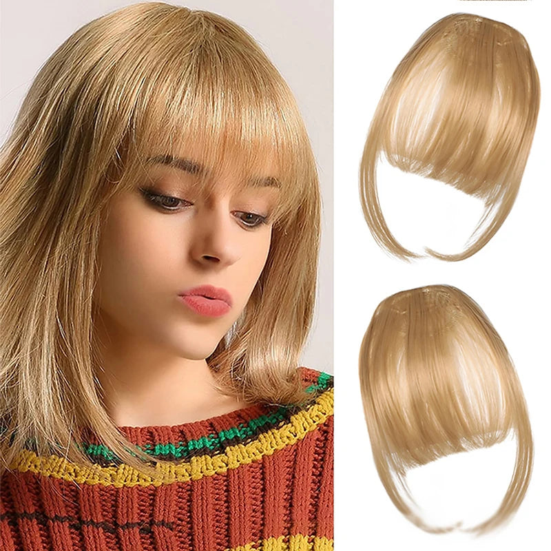 Synthetic Fake Air Bangs Natural Hair Extension Front Fringes Hairpiece Black Brown Clip In Bangs Double Sideburns Hair Styling Peaceful Pleasures Health and Wellness 6