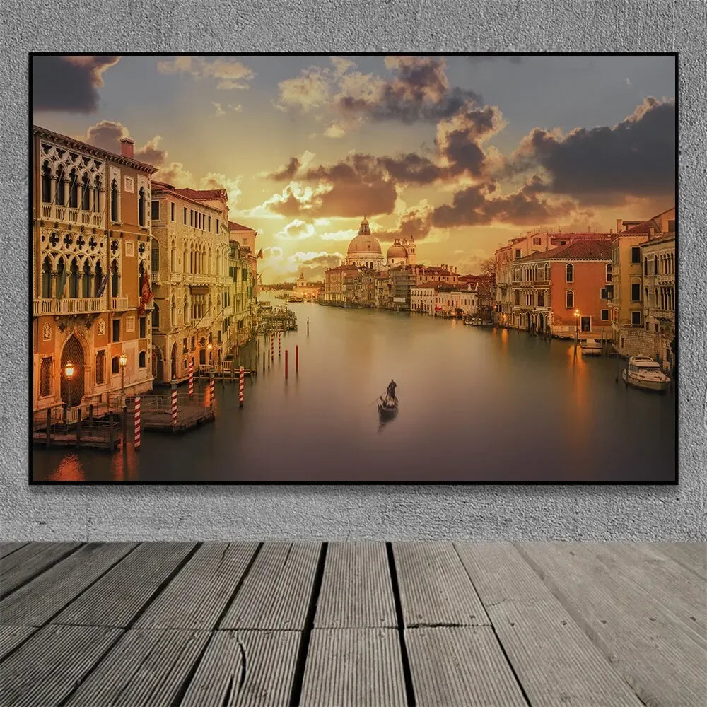 Famous Venice Italy Canvas Painting Wall Art Sunset Natural Scenery Pictures Posters and Prints for Living Room Home Decorati Peaceful Pleasures Health and Wellness D 30x40cm Unframed