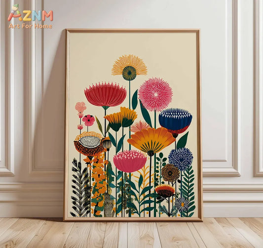 Colorful Botanical Wall Art Print, Modern Floral Poster, Vibrant Flower Artwork for Living Room or Bedroom Decor Peaceful Pleasures Health and Wellness