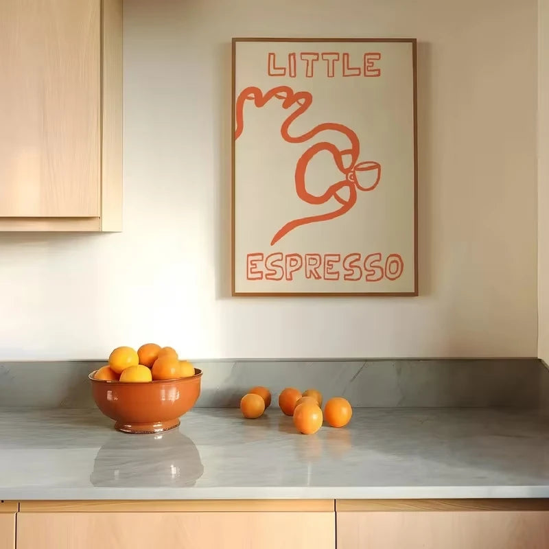 3-Piece Modern Espresso Canvas Wall Art – Orange & Black