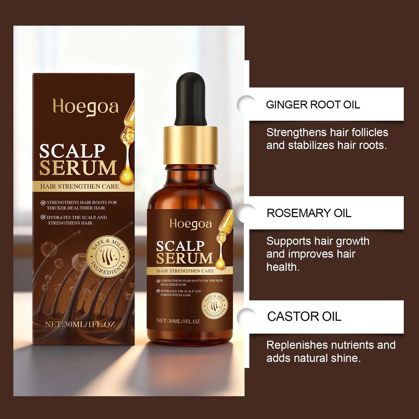 Scalp Care Essence Rosemary Castor Oil Nourishing Hair Growth Strengthening Dry Scalp Thinning Hair Moisturizing Healthy Hair Peaceful Pleasures Health and Wellness