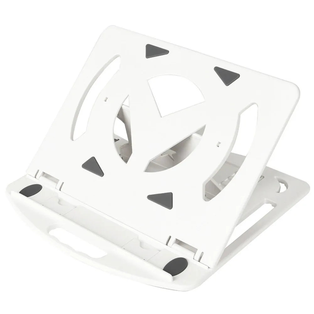 Plastic Laptop Stand With Phone Holder Non Slip Desktop Holder Portable Multiple Height Ergonomic Laptop Riser Desk Tablet Phone Peaceful Pleasures Health and Wellness White