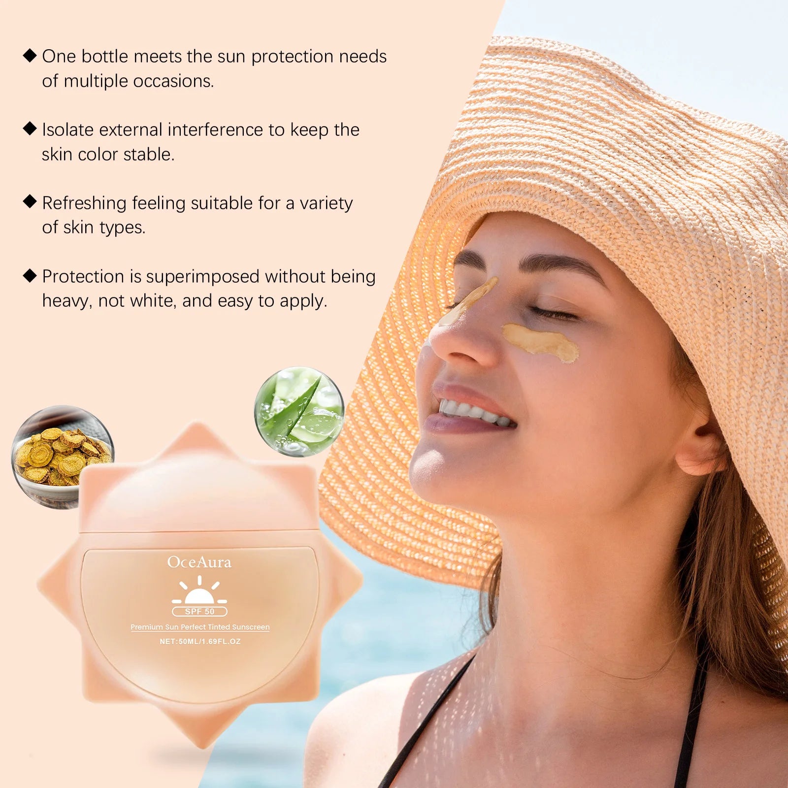 Sunscreen For Face Whole Body SPF 50+ UV Resistant Skin Protection Anti Sunburn Oil Control Moisturizing Sun Isolation Cream Peaceful Pleasures Health and Wellness