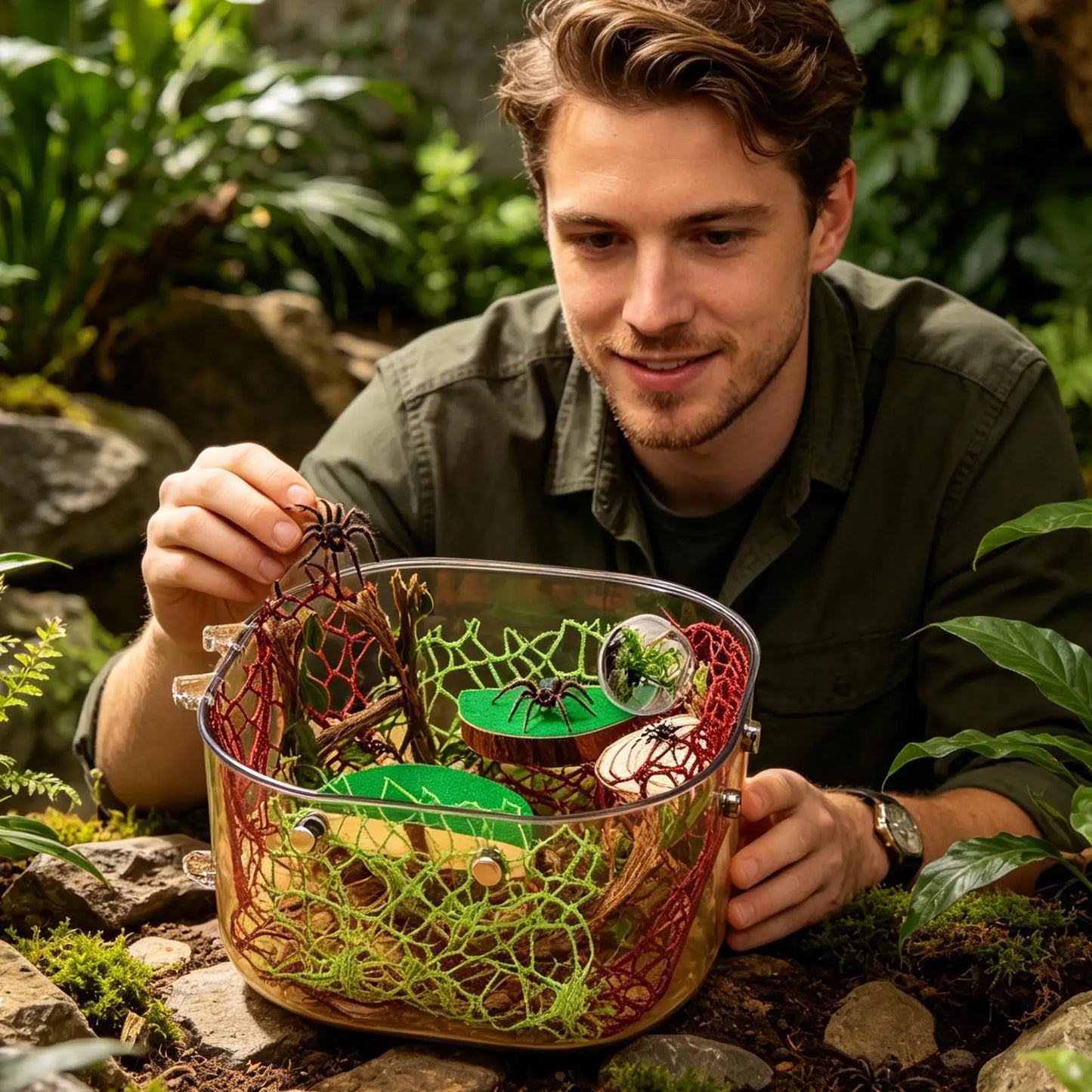 Jumping Spider Enclosure Accessories – Moss & Climbing Decor Set Terrarium Decor Set Peaceful Pleasures Health and Wellness
