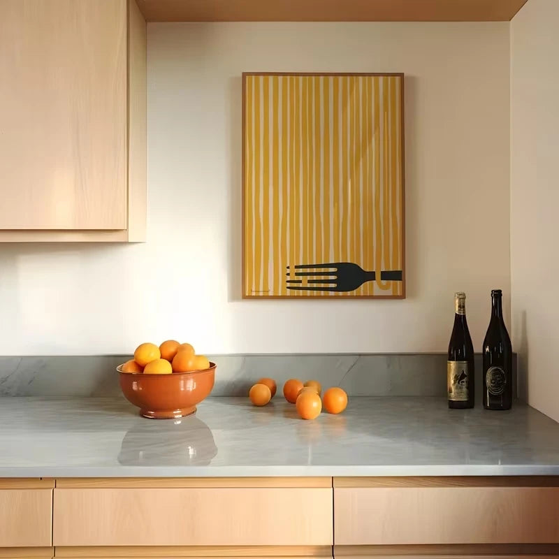 Modern Yellow Spaghetti Canvas Wall Art Print | Home Decor