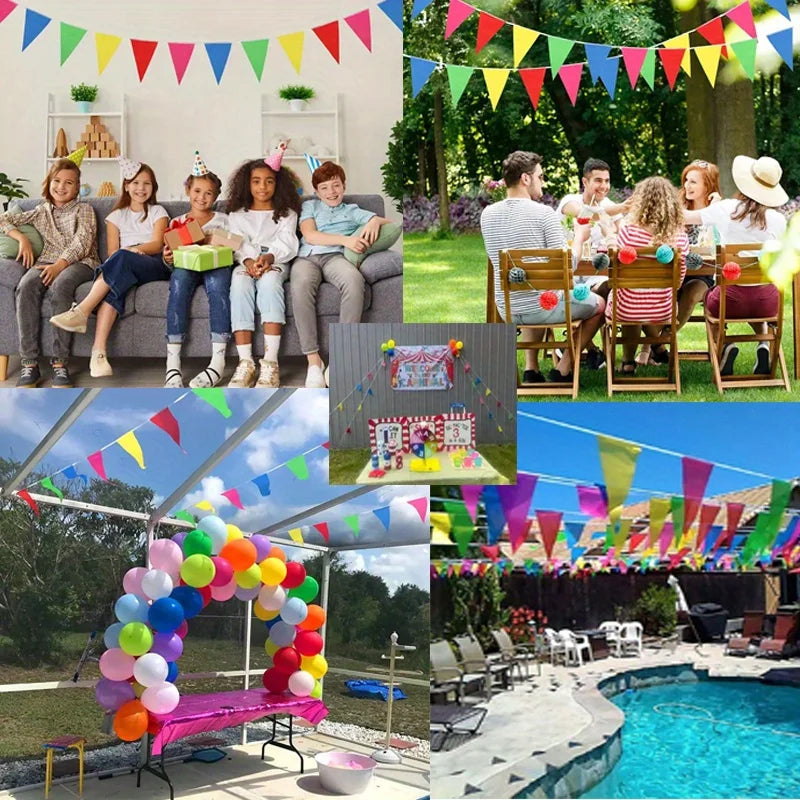 Colorful Triangle Pennant Banner Flags – Party Garland Bulk Pack Party Pennant Flags Peaceful Pleasures Health and Wellness