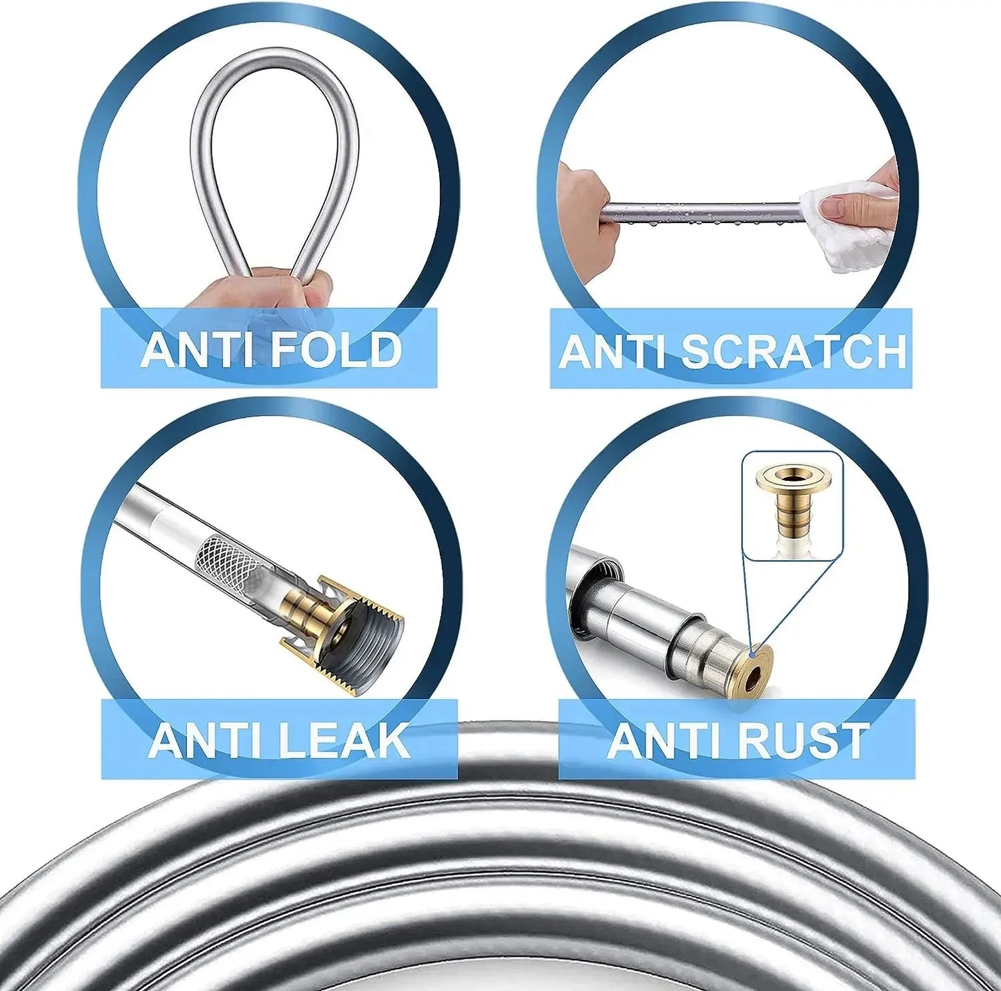 Flexible PVC Shower Hose 1.5–3M | High Pressure Anti-Kink