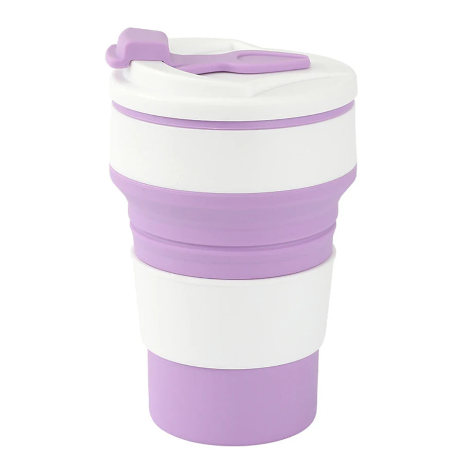 350ml Foldable Silicone Travel Cup with Lid | BPA-Free Reusable