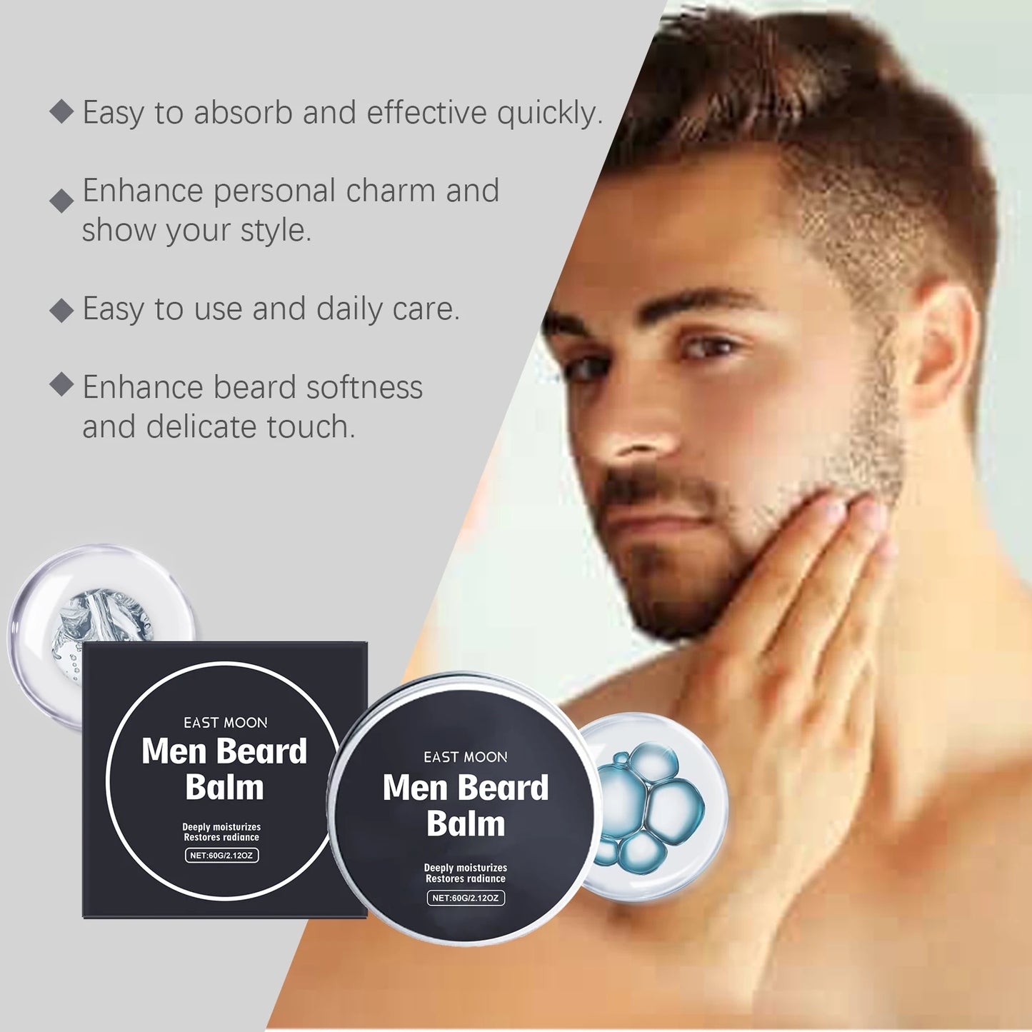 East Moon Beeswax Beard Balm – Soften, Moisturize & Growth