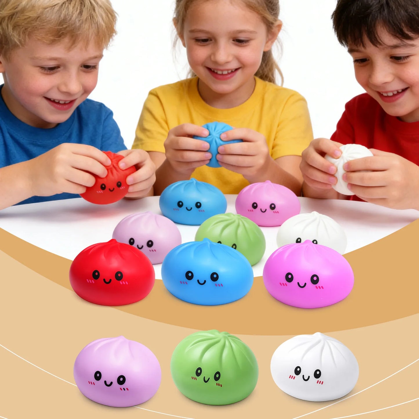 Simulation Dumpling Stress Ball Reusable Sensory Toys Low Rebound Relieve Stress Mood Toys Kid Safety Cute Colorful Dough Ball Peaceful Pleasures Health and Wellness