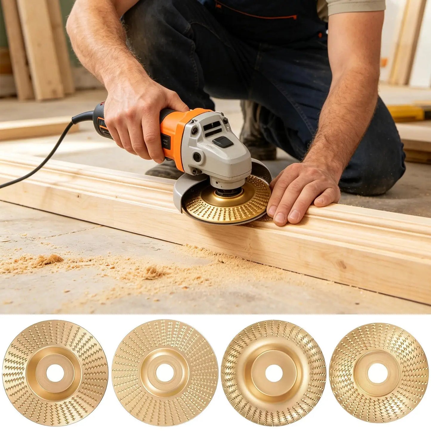 4-Pc Angle Grinder Wood Carving Disc Set – 4/4.5 Inch