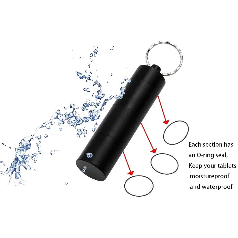 Mini Aluminum Waterproof Pill Box Portable Sealed 3 Hour Grid Daily Organizer Travel Medical Vitamin Fish Oil Peaceful Pleasures Health and Wellness
