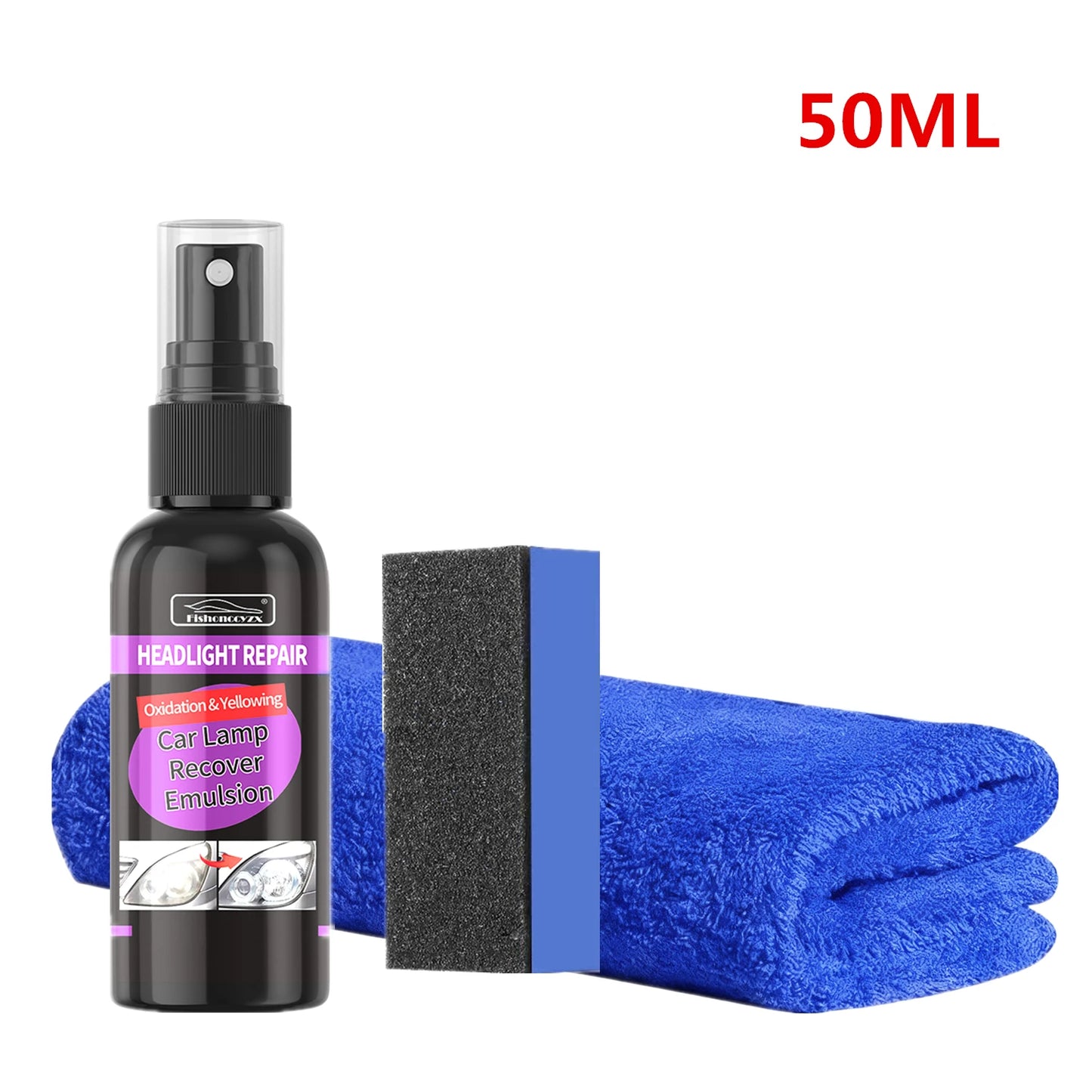 Car Headlight Restoration Polishing Kits Car Light Scratch Remover Repair Cleaning Paste Headlamp Anti Oxidation Polish Liquid Peaceful Pleasures Health and Wellness 50ML SET
