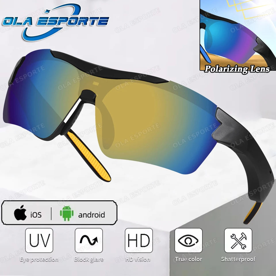 Newest Audio Outdoor Smart Glasses Wireless Bluetooth Call Music Cycling Sports Headphone UV Protection Sunglasses for Men Women Peaceful Pleasures Health and Wellness Bk-Orange