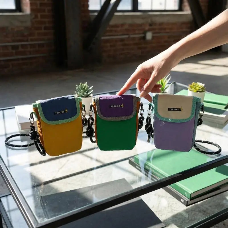 Y2K Mini Crossbody Bag | Color Block Nylon Phone Purse