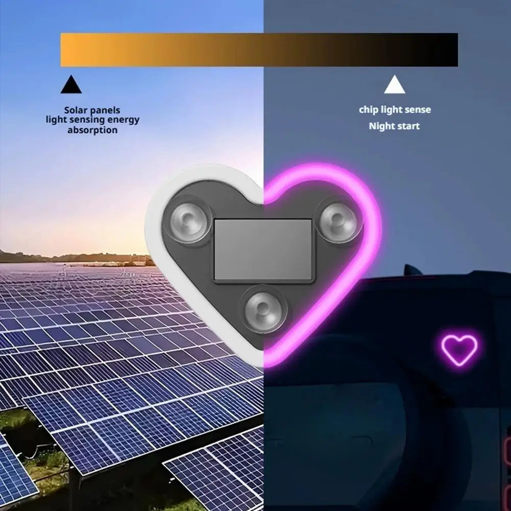 Solar Heart LED Car Window Light | IP65 Waterproof 1-2 Pack