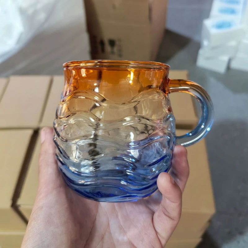 Sea Glass Sunset Borosilicate Glass Cup | Ocean Cloud Design Borosilicate Glass Cup Peaceful Pleasures Health and Wellness Clear 401-500ml